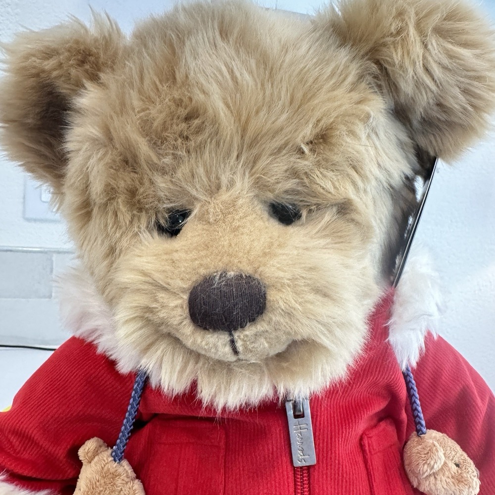 Teddy Bear Harrods 2007 Christmas Plush Red Hooded Jacket With Tag Collectible